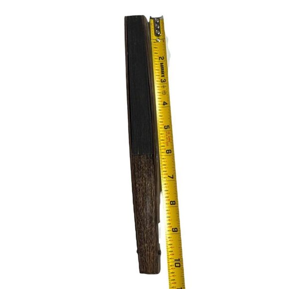 Handcrafted Black & Gold Asian Oriental Folding Fan Scenic Landscape Design 18" - Picture 7 of 7